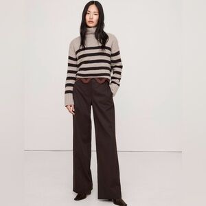 NWT Banana Republic Wide Leg Everyday Ganache Brown Pant Sz L/P (#713473)